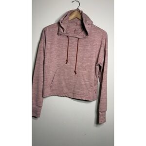 Nike Dri-FIT Women's Small Rose Pink Heathered Crop Hoodie Training Sweatshirt S